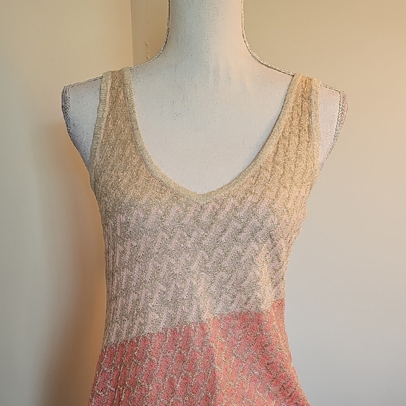 White House Black Market Pink and Cream Tank Top - Picture 2 of 5